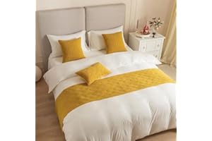 Morbuy Bed Runners Holland Velvet, Seashell Pattern Scarf Bedspread Bedroom Scarves Bed Scarf Hotel Luxury Protection for Bed Cover Single Double King Size (45 * 240cm for 180cm bed,Yellow)