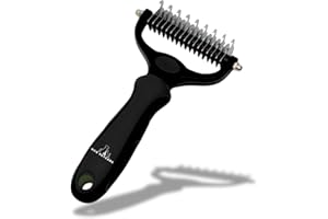 H&A PETCARE Double-Sided Deshedding and Dematting Comb for Long Haired Cats and Dogs,Deshedding Tool And Grooming Brush For Furry Pets (Black)