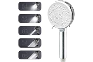 Givenme Soffione Doccia, Risparmio Idrico Doccia, 5 modèles de douche, ad alta pressione, Doccia a Pioggia, Universale+ABS, Silver