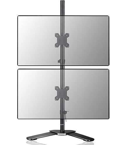 PUTORSEN Dual Monitor Stand, 80cm High Post Vertical Pile, 17-32 Inch Monitors Up to 9KG, Swivel Tilt Rotation, VESA 75 x 75-100 x 100mm