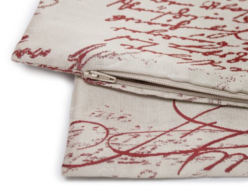 Neutex Kissenhülle Scriptum – Markenqualität von deko trends – moderne Wohndekoration in edlem Design erhältlich in 4 modernen Farbkombinationen, beige/rot - 4