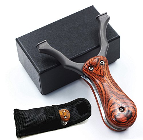 Mini Pocket Slingshot Hunting Catapult Solid Wood Titanium steel Folding Portable Outdoor Target Game