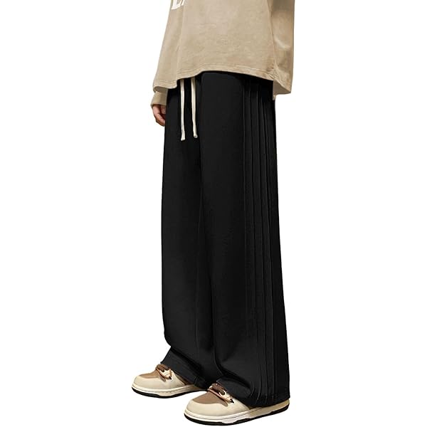 OYOANGLE Men's Baggy Sweatpants - Loose Wide Leg Athletic Pants With Drawstring