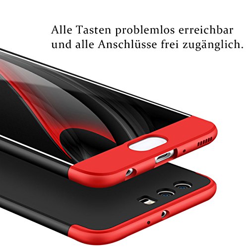 Carcasa Huawei P10Plus  Qissy   3 in1 Todo incluido Anti-Scratch Anti-huella dactilar a prueba de choque 360 PC Protective Case Cover Skin para Huawei P10 Plus  negro rojo 