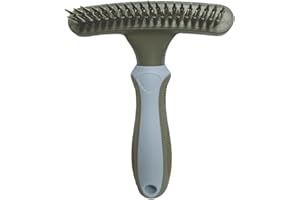 WOMGF Pettine Rastrello per Cani e Gatti Doppia Fila di Denti Arrotondati Rotanti Spazzola per Animali Blu