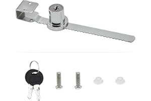 Bailinks Serratura a Cricchetto per Porta Scorrevole in Vetro,Chiavi incluse, Serratura per Vetrina, per Armadio, Scaffale e Vetrine di Mostra, con Struttura Robusta e Finitura Antiruggine Argento (1)
