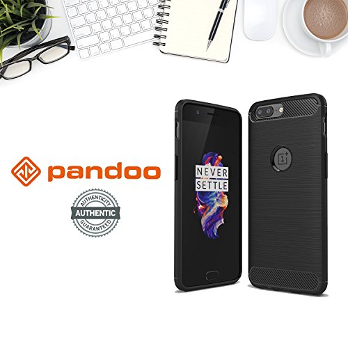 Funda OnePlus 5 Pandoo  Cubierta De Fibra De Carbono Para OnePlus 5 El Caso De Textura Perfecta Oneplus 5  Antideslizante  Antihuella  Anti-Scratch Armadura Negra  Carcasa Funda OnePlus 5