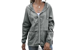 BALEMS Veste de pluie légère et imperméable pour femme - Respirante - Pliable - Coupe-vent - Veste softshell avec poches