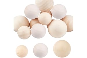 PH PANDAHALL PandaHall - Bolas de madera (12 unidades, 35/40/50 mm, bola de madera, redondas, naturales, bolas de artesanía de madera, decorativas, para manualidades y proyectos de bricolaje