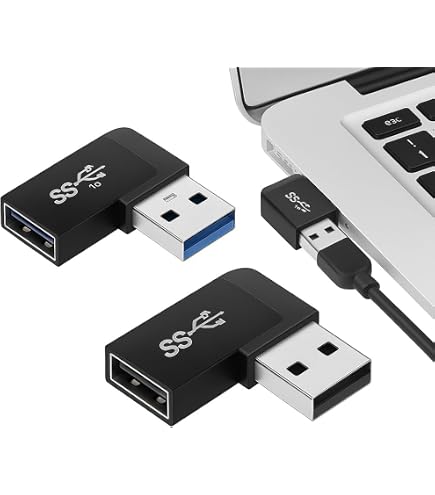 Adattatore USB 3.1 da 90 Gradi 2 Pack, angolo sinistro USB A maschio a femmina cavo