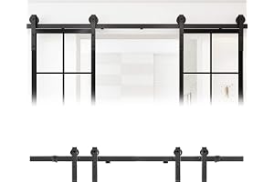 UISEBRT skjutdörrsbeslag-set, 366 cm hängskena löpskenor | Komplett skjutdörrssystem, för hängande skjutdörrar, stabil och redo att monteras