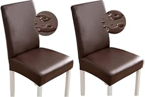 Bestenrose Fundas para Sillas de Comedor Piel Sintética Impermeables Elásticas para Comedor Fundas Universales para Casa Oficina Restaurante(2 Unidades, café)