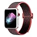 Produktbild GIPENG Kompatibel für Apple Watch Armband 42MM 44MM, Weiches Nylon Armband Ersatz für iWatch Series 4, Series 3, Series 2, Series 1 (42MM,Bright Crimson/Schwarz)