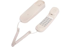 Väggtelefon, TC990 Trådad Fast Telefon Beige Bordsmonterbar Vägghängande Fast Telefon för Hotellrum Familjhiss Badrum