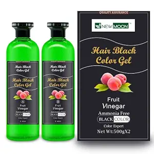 New Moon Fruit Vinegar Hair color Gel Black ,Ammonia Free - 500ml (Pack of 2)