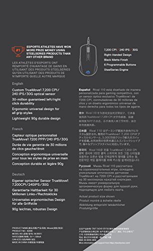 SteelSeries Rival 110 - Rat  n de Juego   ptico  Iluminaci  n RGB  6 Botones  Negro