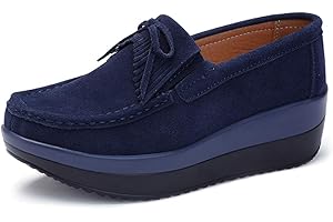 Solshine Walkmaxx - Scarpe da donna in pelle scamosciata, con tacco a zeppa