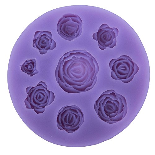 niceeshop(TM) 9 Rose Blumen Form DIY Kuchen Dekoration Fondant Silikon Zucker Handwerk Formen, Zufällige Farbe
