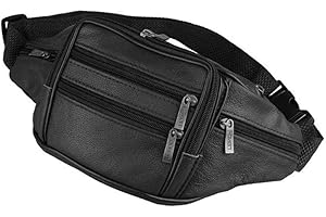 WAITLOVER Marsupio in pelle da uomo strato borsa multifunzionale in pelle bovina borsa maschile borsa esterna in esecuzione cerniera per il tempo libero borsa K6o2 piccola vita, Nero