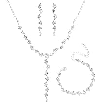 Set Collana E Orecchini Con Strass A Grappolo - Gioiello Elegante Per Matrimoni E Serate Speciali - Foto 4