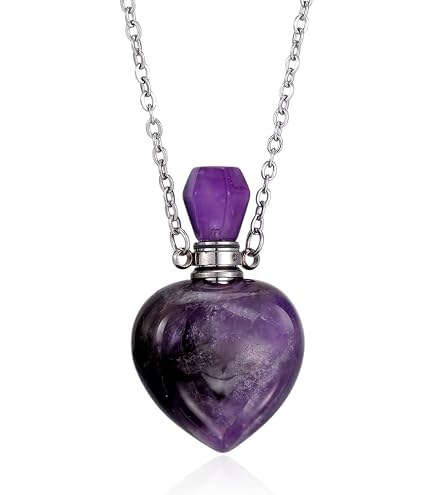 CHGCRAFT Collana Con Ciondolo Bottiglia Di Profumo In Ametista Naturale - Cristallo Esagonale Per Gioielli