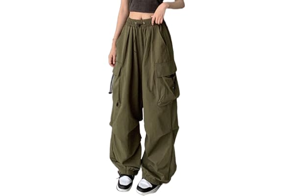 Dam Baggy Cargobyxor streetwear hiphop joggingbyxor dragsko ledig lös vida ben byxor
