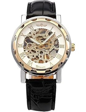 Winner - Herrenuhr - Automatik Uhr - Leder armbanduhr - Weisses Gold