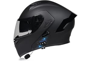 RMBDD Full Face Bluetooth Motorbike Helmet Flip Up Modular Helmet with Microphone for Automatic Answering with Double Visor DOT/ECE Approved Anti Crash Shockproof Integrated Helmet