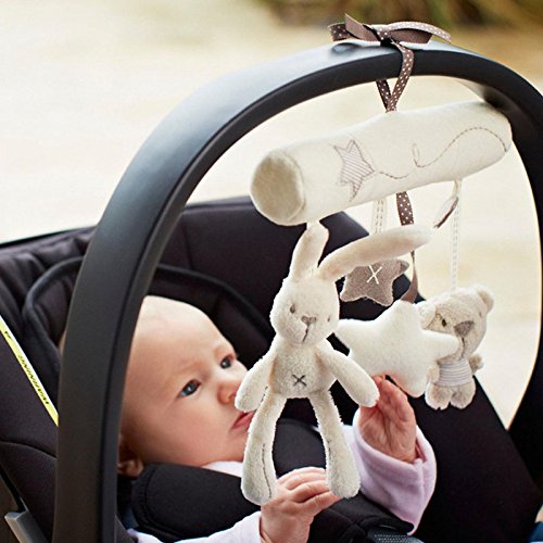 Tenflyer Cute Music Plush Activity Crib Stroller Baby Soft Toys Hanging Rabbit Star Shape