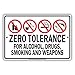 Produktbild Froy Zero Tolerance for Alcohol Drugs Smoking Weapons Eisen-Plakat-Malerei-Plaketten-Metallweinlese-Dekorations-Handwerk für Café-Bar-Garagen-Haus