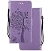 Produktbild LEMORRY Hülle für Sony Xperia M2 Hülle Tasche Leder Flip Cover Schutzhülle Schutz Magnetisch Beutel Haut Weich Silikon Cover Schale Mit Kreditkarten-Slot, Glücklicher Baum Lila
