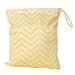 OULII Wave Pattern Washable Reusable Waterproof Zippered Baby Cloth Diaper Nappy Bag Wet Dry Bag Tote with Soft Snap Handle (Yellow)