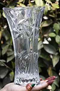 Morges Flower Vase with Crisscross Diamond Cut Vase for Home Decoration Wedding Gift and Flower Display 9 Inch 40 Gram Pack of 1