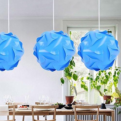 Original DIY Lampe Schatten Puzzle Jigsaw IQ lightshade – Decke Lampenschirm – Beleuchtung Moderne Pendelleuchte – Flat Pack Self Assembly 30pcs Set Durchmesser 25 cm (blau) - 2