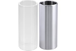 ROSENICE Slide Guitare 2 pièces 60MM glissière en verre et glissière en acier inoxydable Slide Bottleneck moyenne pour guitare basse
