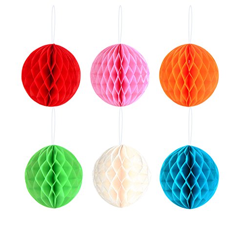 eBoot Happy Birthday Banner Girlande mit 6 Stück Bienenwabe Ball für Party Dekoration - 6