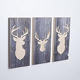 3er Set Holzbilder mit Hirsch Motiven | Deko Bild | Wanddeko