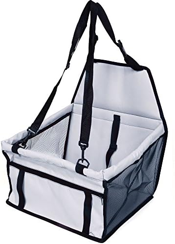 Pet Car Seat Puppy Travel Carrier Clip-On Dog Booster Seat with Seat Belt Tether Light Grey (Grey)