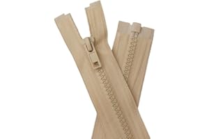 YaHoGa 2 Stück 100 cm Reißverschluss Kunststoff 5mm teilbar Reissverschluss Reißverschluss für Jacken Beige