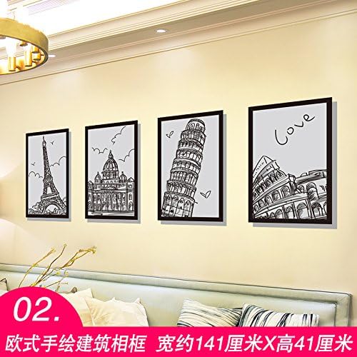 HCCY Photoframe room decoration sticker quarters wall sticker bedroom sofa wall Nordic quarters wallpaper sticker, building box 141*41cm