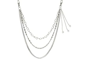 Xihuimay Pants Jeans Chain Gothic Punk Rock Chain Pocket Belt Chains Multi-layer Wallet Chain Trousers Chain Skirt Waist Chain Star Keychain for Key Belt Loop Purse Handbag for Women Men, Silver