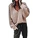 Produktbild Hanomes Damen pullover, Damenmode Herbst tiefem V-Ausschnitt Langarm Volltonfarbe Pullover Bluse Plus