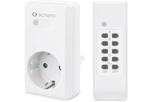 sonero, Zestaw bezprzewodowych gniazd : 1x gniazdo bezprzewodowe i 1x pilot bezprzewodowy, 1100 W, zasięg maks. 30 m, do użytku wewnętrznego, biały