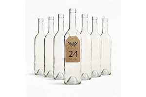 WYSKONT Bouteille 750ml Bordeaux 24 pièces - Bouteilles de vin vide pour brasserie à la maison - Boîte de rangement pour boissons - Décoration de service - En verre transparent