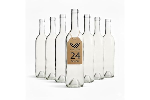 WYSKONT Bouteille 750ml Bordeaux 24 pièces - Bouteilles de vin vide pour brasserie à la maison - Boîte de rangement pour boissons - Décoration de service - En verre transparent