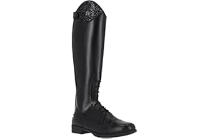 Bottes d'équitation en cuir QHP Romy pour enfants avec design interchangeable - Noir - Largeur de mollet normale, Noir , Taille 40