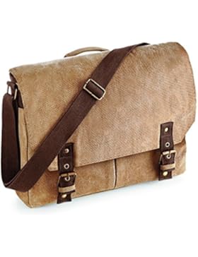 Shirtstown Vintage Canvas Satchel Messenger, Schultasche, Umhängetasche, Schultertasche sahara