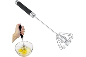 DUOKON Fouet rotatif, batteur manuel semi automatique, mélangeur rotatif en acier inoxydable avec poignée anti-brûlure, pour Fouetter, Battre et Mélanger, Cadeaux idéaux pour les enfants Mère