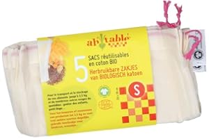 Ecodis - 5 Sacs réutilisables céréales et légumineuses, en coton bio