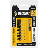 SGS 15 Par&ccedil;a Profesyonel Tornavida Bits U&ccedil; ve Hızlı Adapt&ouml;r Seti, Model SGS3870, PH1-PH3 ve PZ1-PZ3 U&ccedil;lar ile H5 Adapt&ouml;r İ&ccedil;er